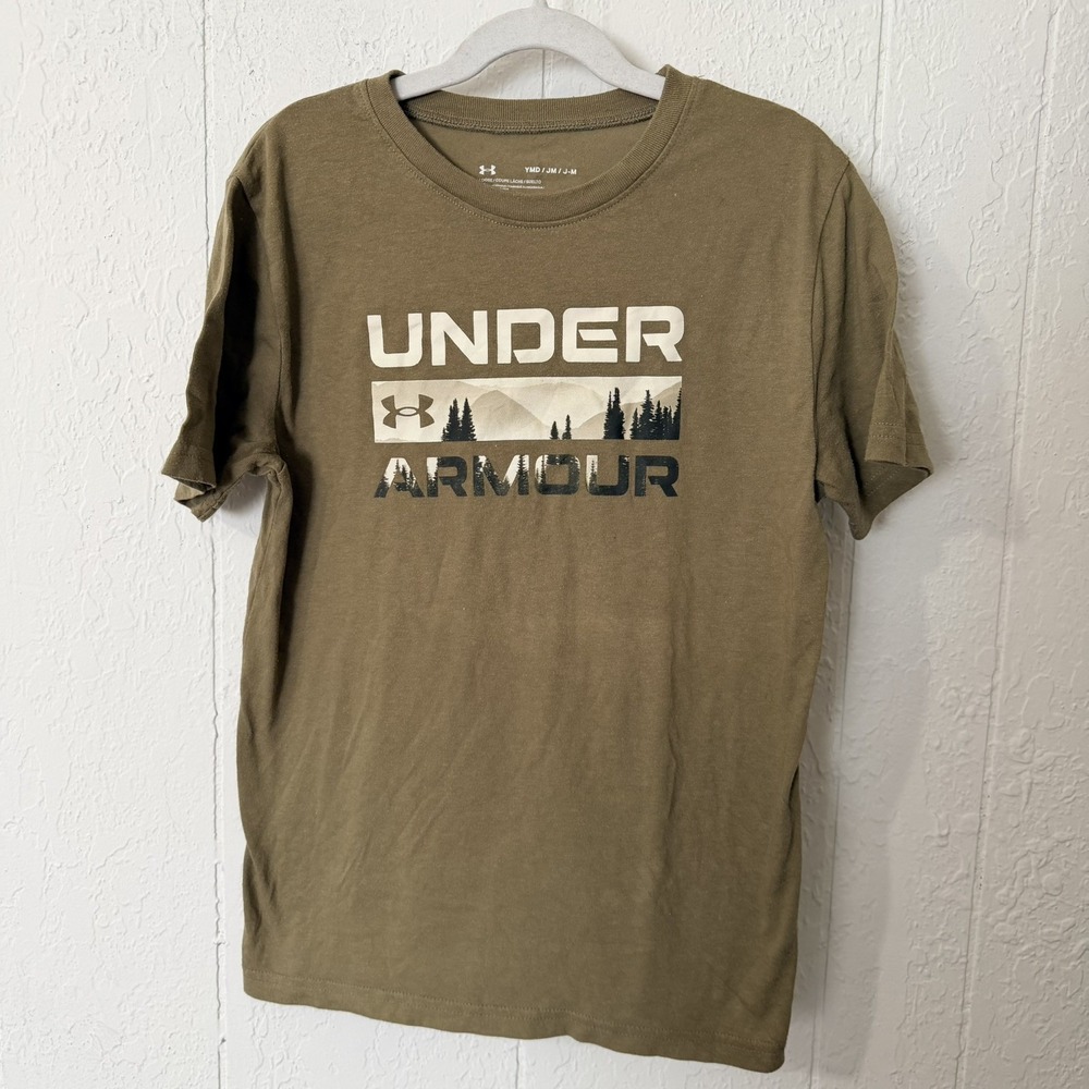 Under Armour Youth Boys M Shirt green Short Sleeve mountains